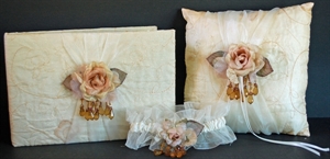 Picture of Wedding Accessories - "Mauve Flower with Amber Beads" 3 pc Set by B.B. World