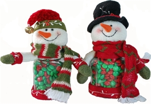 Picture of Snow People Candy Jars filled with M & M's